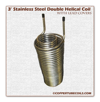 3' stainless steel double helical coil with lead covers ©coppertubecoils.com